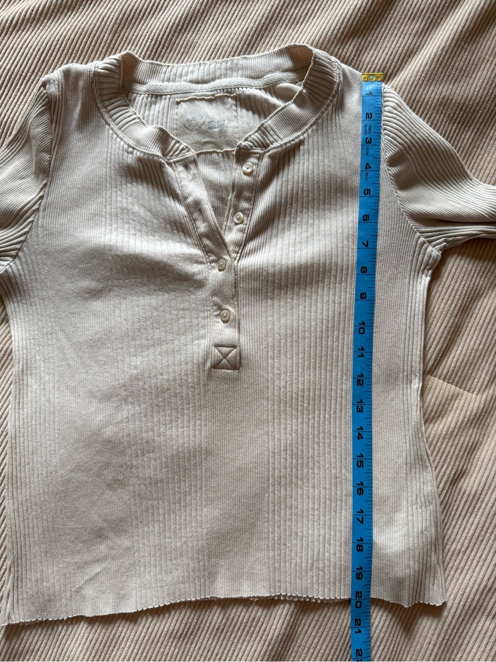 Aerie Road Trip Ribbed Knit Henley Long Sleeve Top Cappuccino Tan Large - Picture 11 of 11